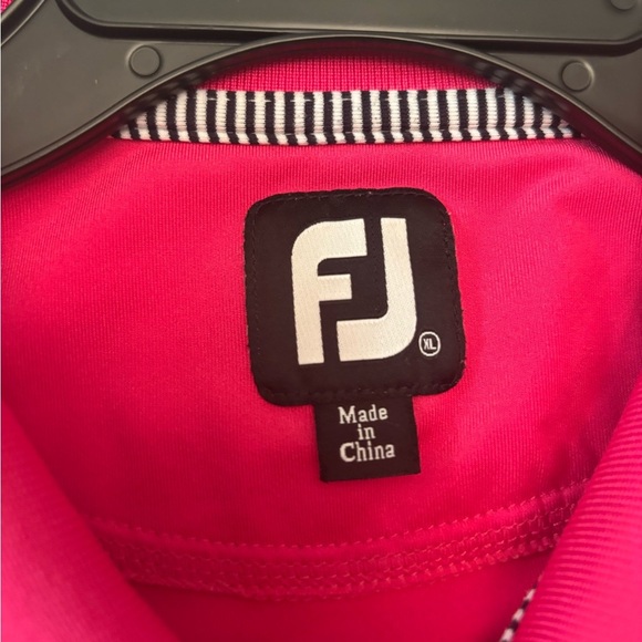 FootJoy Golf Polo Shirt Men’s XL Pink & Navy Striped Performance Stretch - Picture 3 of 6